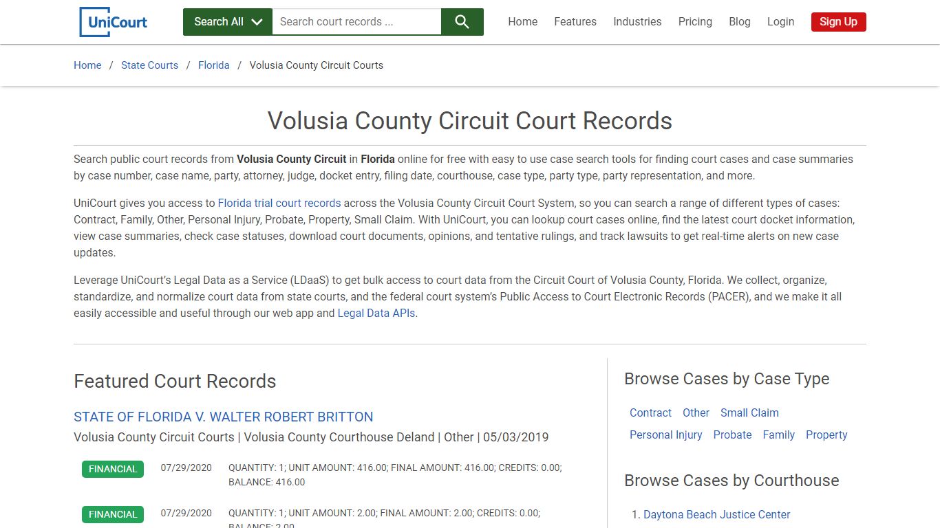 Volusia County Circuit Court Records | Florida | UniCourt